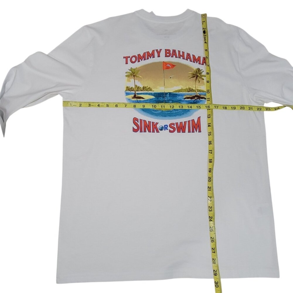 Tommy Bahama Golf T Shirt Mens Medium Long Sleeve White Sink or Swim Graphic - Picture 9 of 10